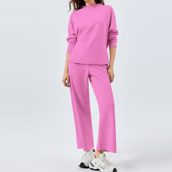 French Terry Raw Hem Sweatsuit Set - Picture 2 of 3